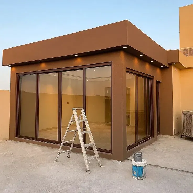 ارخص مقاول بناء مجلس خارجي في حي الياسمين بالحوش انيق زجاجي 