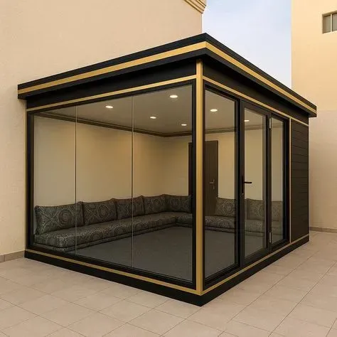 ارخص مقاول بناء مجلس خارجي في حي الياسمين بالحوش انيق زجاجي 