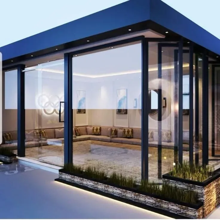 ارخص مقاول بناء مجلس خارجي في حي الياسمين بالحوش انيق زجاجي 