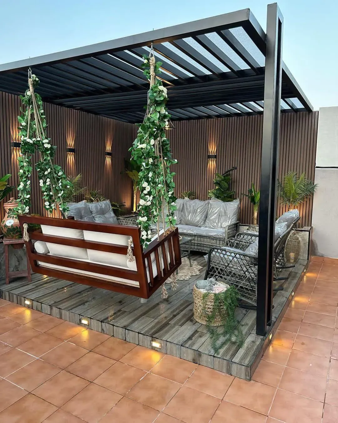 أفكار تصميم مجالس وجلسات خارجية للمنازل والأسطح حي لبن 