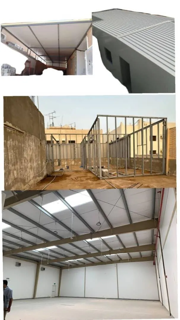 تصميم وتركيب هناجر ومستودعات ساندوتش بانل في شمال الرياض 